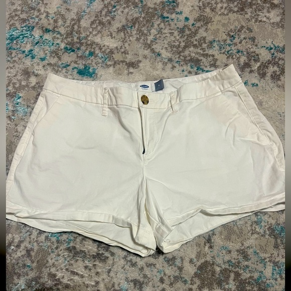 🥥Belted Cotton shorts with 2 front pockets.  Sz 6. Bright White - Picture 1 of 6
